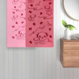 FABINALIV Kids Red & Pink 2 Pieces Printed Cotton 300 GSM Bath Towel-1