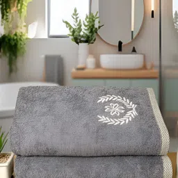Aura Charcoal 2 Pcs Bamboo 500 GSM Large Bath Towels-image-12