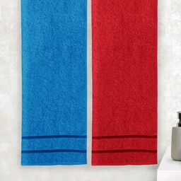 Story@home Blue & Red Pack Of 2 450GSM Pure Cotton Bath Towels-image-13