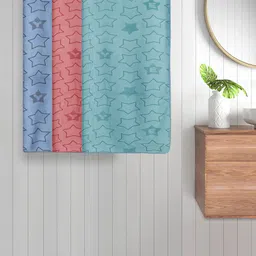FABINALIV Blue & Red Kids 3 Pieces Geometric Printed Cotton 350 GSM Bath Towels-3