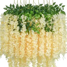 WELL ART GALLERY Beige & Green 12 Pieces Hanging Blossom Artificial Flower-image-50
