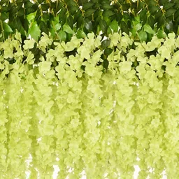 WELL ART GALLERY Green & Yellow 4 Pieces Hanging Blossom Artificial Flower-55