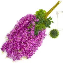 WELL ART GALLERY Pink and Green 10 Pieces Hanging Blossom Artificial Flowers-image-0