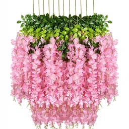 WELL ART GALLERY Pink & Green 10 Pieces Hanging Blossom Artificial Flower-image-80