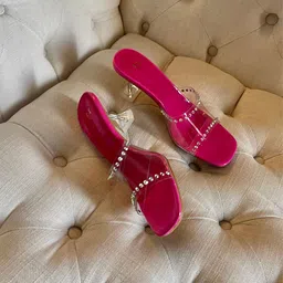 ZORI WORLD Embellished Open Toe Block Heels-42