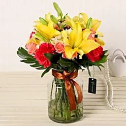 Fragrant Mix Of Flowers In Fishbowl Vase-image-14