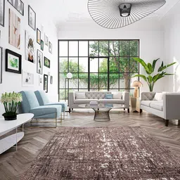 OBSESSIONS Brown & White Abstract Polypropylene Carpet-24