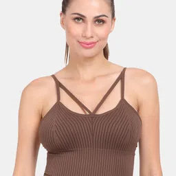 Amour Secret Brown Lightly Padded Dry Fit Sports Bra-image-69