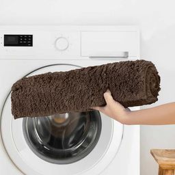 OBSESSIONS Brown Solid Lux Pure Cotton Anti-Skid Bath Rug-36