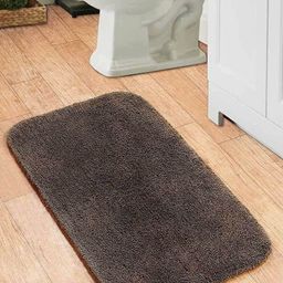 OBSESSIONS Brown Solid Stone Wash Pure Cotton Anti-Skid Bath Rug-image-8