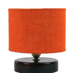 Devansh Orange & Brown Jute Table Lamp With Wood Base image 3