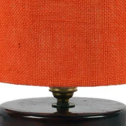 Devansh Orange & Brown Jute Table Lamp With Wood Base image 5