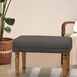 Chumbak Nawaab Bench Small - Brown Coal Lounge Chair-image-48
