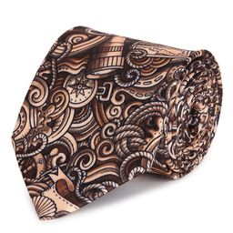 Tossido Men Brown & Beige Printed Broad Tie-image-3