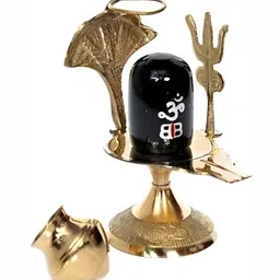 Navyaksh Gold-Toned & Black Religious Small Loti Shivling Showpiece-image-24