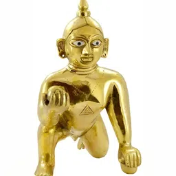 Navyaksh Gold-Toned Religious Small Laddu Gopal Showpiece-7