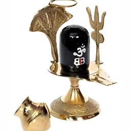 Navyaksh Gold Toned & Black Shivaling With Jalher Religious Idol Showpiece-15
