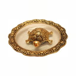 Navyaksh Gold Toned & Transparent Turtle With Tray Religious Idol Showpiece-image-64
