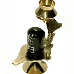 Navyaksh Gold Toned & Black Shivaling Religious Idol Showpiece-image-38