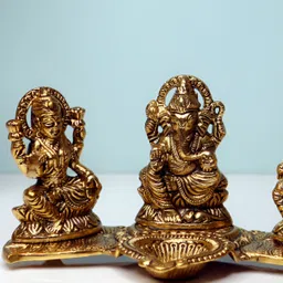 Navyaksh Gold Toned 2 Pieces Brass Laxmi Ganesh Saraswati Showpiece-image-37