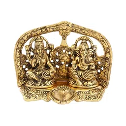 Navyaksh Gold-Toned Religious Small Laxmi Ganesh With DiyaTemple Showpiece-image-36