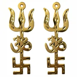 Navyaksh Gold Toned 2 Pieces Trishul Religious Showpieces-image-68