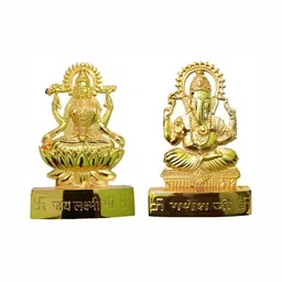 Navyaksh Gold-Toned Laxmi Ganesh Religious Idol Showpiece-picture-9