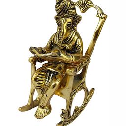 Navyaksh Gold-Toned Brass Ganesh Sitting Showpiece-image-46