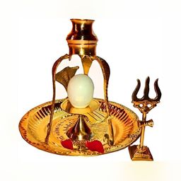 Navyaksh Gold Toned & White 3 Pieces Religious Brass Showpieces-image-96