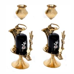 Navyaksh Gold-Toned & Black Brass Shivling Showpiece-image-75