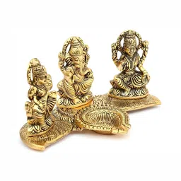 Navyaksh Gold Toned Laxmi Ganesha Saraswathi Religious Idol Showpiece-image-59