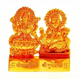 Navyaksh Gold-Toned Brass Kuber & Lakshmi Showpiece-15