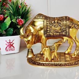 Navyaksh Gold-Toned Cow Bachda Showpiece-image-34