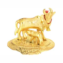 Navyaksh Gold-Toned Metal Cow Bachda Showpiece-picture-18