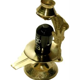 Navyaksh Gold-Toned Brass Shiva Lingam Showpiece-picture-47