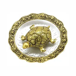 Navyaksh Gold Toned Turtle With Tray Religious Idol Showpiece-image-19