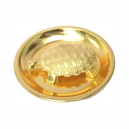 Navyaksh Gold Toned Turtle With Tray Brass Religious Idol Showpiece-image-92