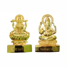 Navyaksh Gold-Toned Brass Laxmi Ganesh Showpiece-picture-6