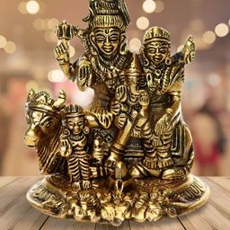 Navyaksh Gold-Toned Religious Small Shiv Pariwar Showpiece-image-28
