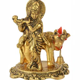 Navyaksh Gold-Toned Metal Krishna Ji Showpiece-image-93