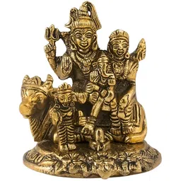 Navyaksh Gold-Toned Religious Small Shiv Pariwar Showpiece-image-77