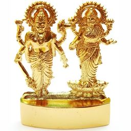 Navyaksh Gold-Toned Religious Small Standing Vishnu Laxmi Showpiece-14