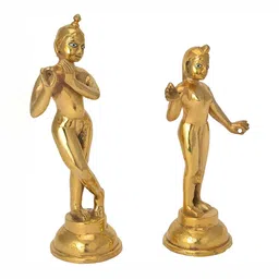 krishnagallery1 GoldToned 2 Pieces Brass Radha Krishan Statue Murti Showpiece-image-90