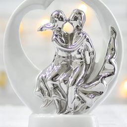 Archies White & Silver-Toned Premium Romantic Lovers Statue Showpiece-image-81