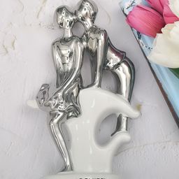 Archies White & Silver-Toned Premium Romantic Lovers Statue Showpiece-image-97