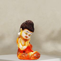 BECKON VENTURE Orange & Cream Tiny Buddha Idol Showpiece-image-74
