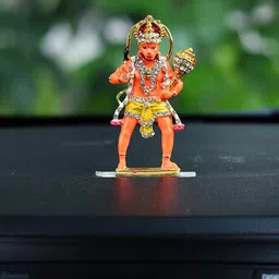CraftVatika Orange & Yellow Standing Hanuman Idol Showpiece-image-17