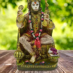 Gallery99 Green & Brown Lord Hanuman Idol Showpiece-image-13
