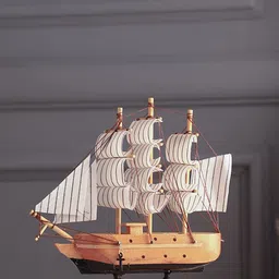 EXIM DECOR Brown & White Sailing Ship with Black Dots Showpiece-image-8