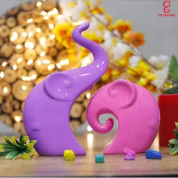 GW CREATIONS Purple 2 Pieces Elephant Figurine Showpiece-image-97